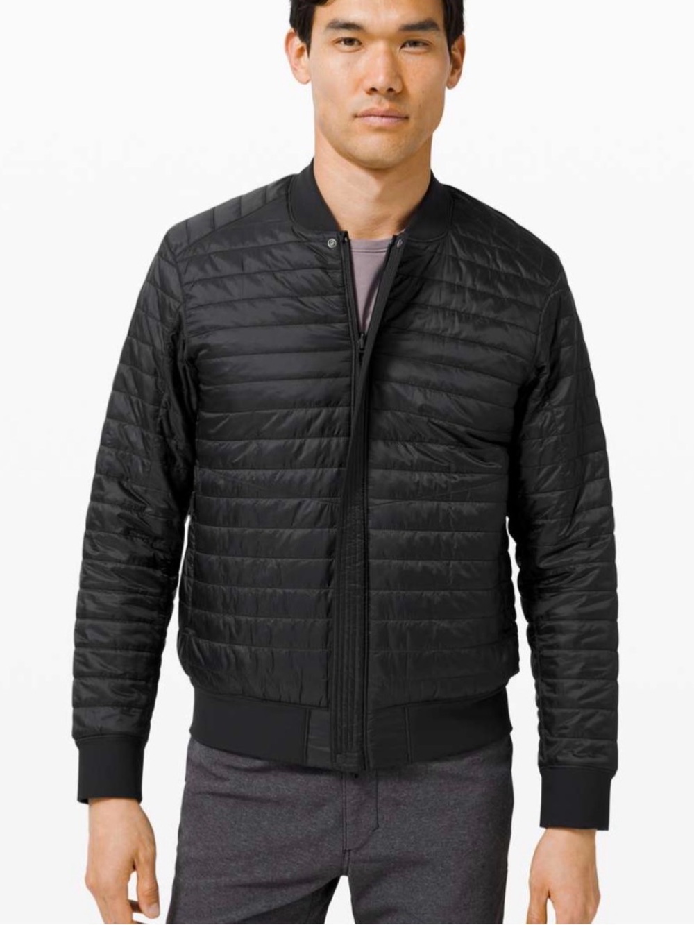 Lululemon Switch Over Reversible Bomber Jacket Sz XL Black Puffer - Picture 2 of 7